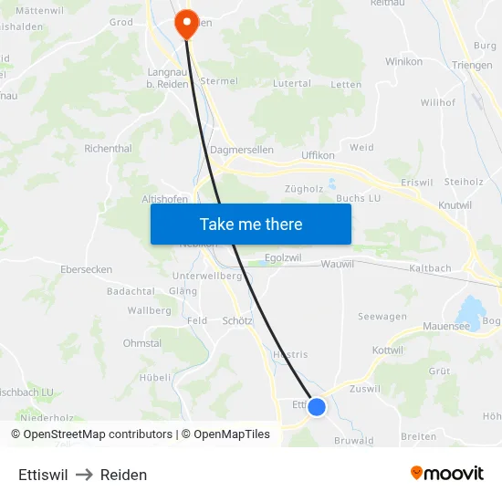 Ettiswil to Reiden map