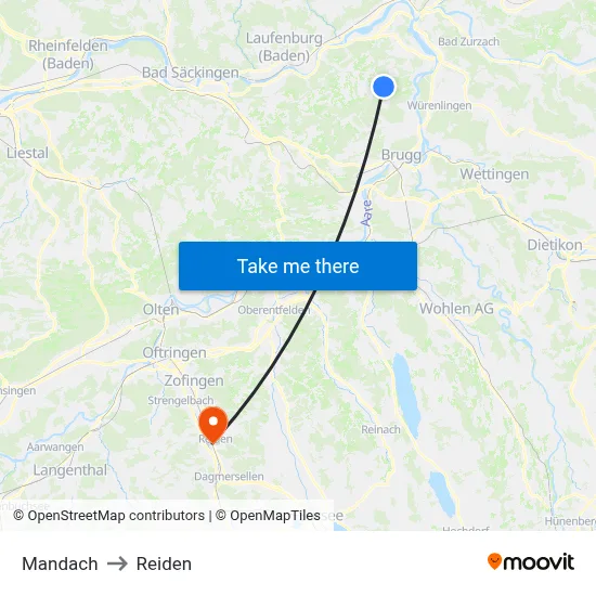 Mandach to Reiden map
