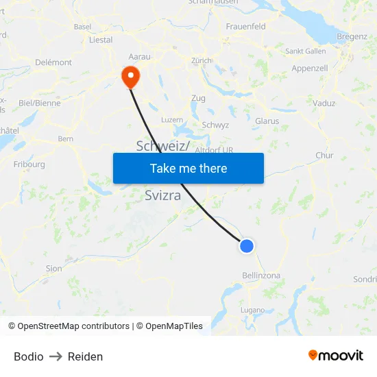 Bodio to Reiden map