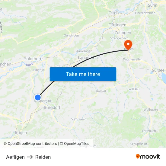 Aefligen to Reiden map