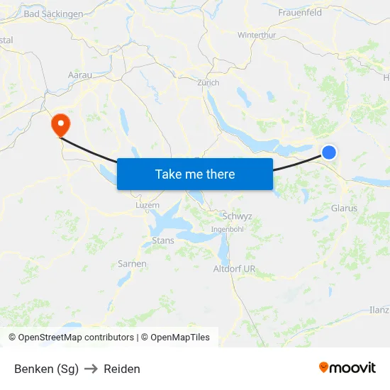 Benken (Sg) to Reiden map