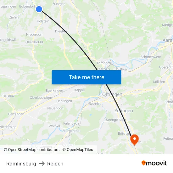 Ramlinsburg to Reiden map