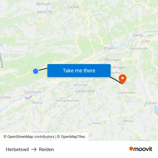 Herbetswil to Reiden map