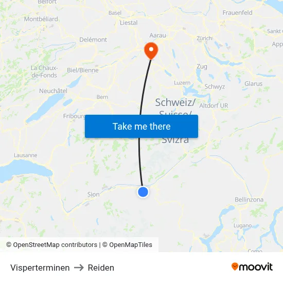 Visperterminen to Reiden map