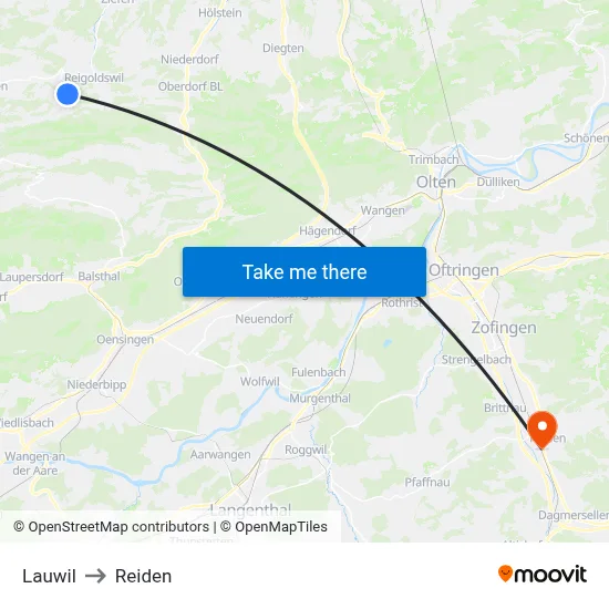 Lauwil to Reiden map
