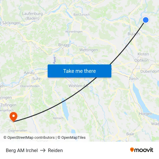 Berg AM Irchel to Reiden map