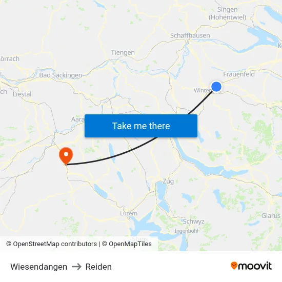 Wiesendangen to Reiden map