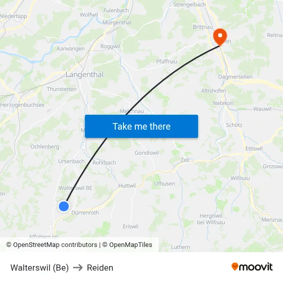 Walterswil (Be) to Reiden map