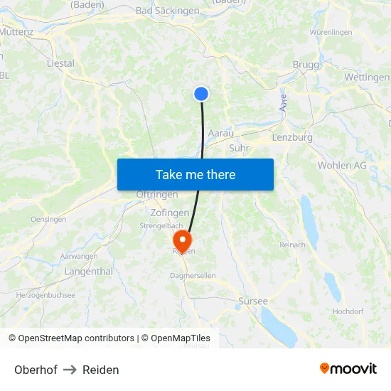 Oberhof to Reiden map