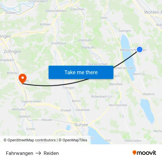 Fahrwangen to Reiden map