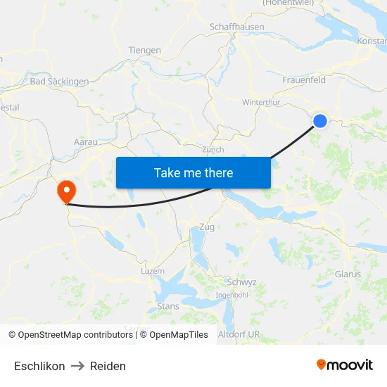 Eschlikon to Reiden map