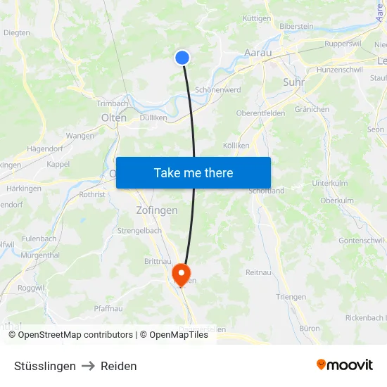 Stüsslingen to Reiden map