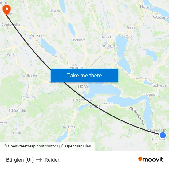 Bürglen (Ur) to Reiden map