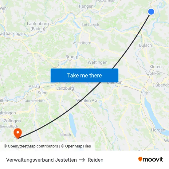 Verwaltungsverband Jestetten to Reiden map