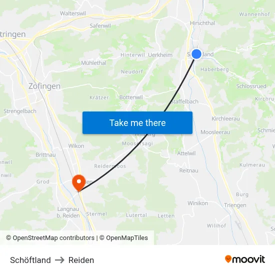 Schöftland to Reiden map