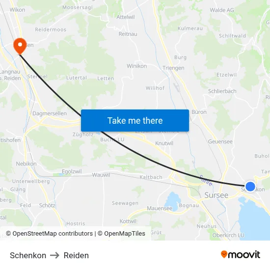 Schenkon to Reiden map