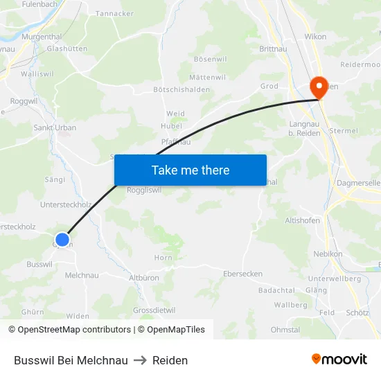 Busswil Bei Melchnau to Reiden map