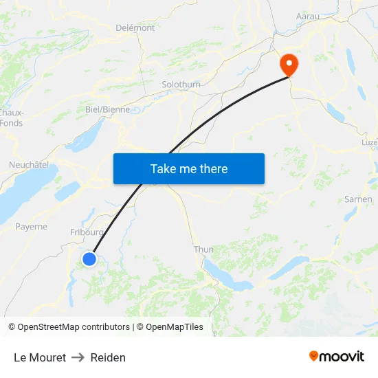 Le Mouret to Reiden map