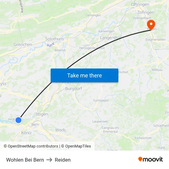 Wohlen Bei Bern to Reiden map