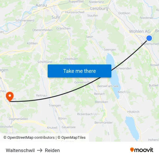 Waltenschwil to Reiden map