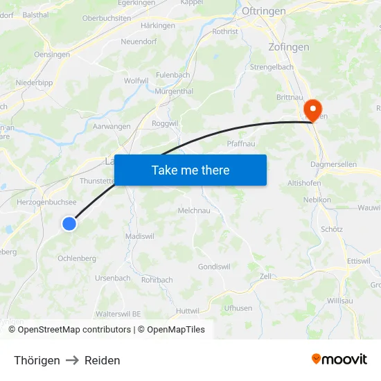 Thörigen to Reiden map