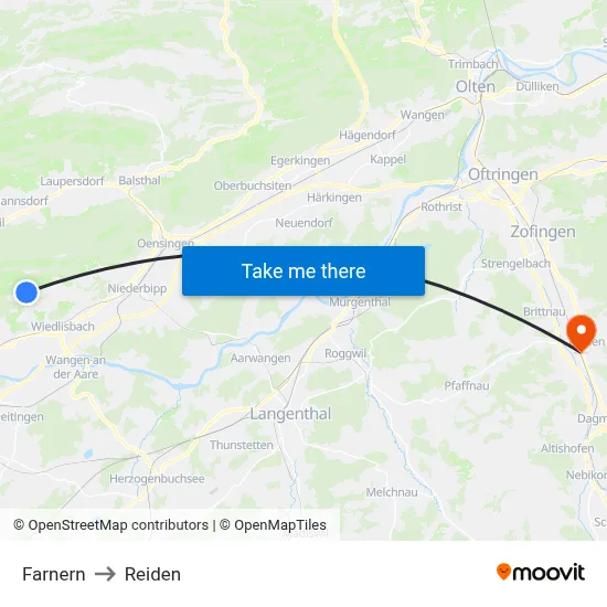 Farnern to Reiden map