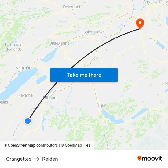 Grangettes to Reiden map