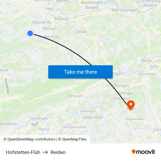 Hofstetten-Flüh to Reiden map