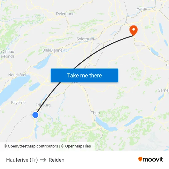 Hauterive (Fr) to Reiden map