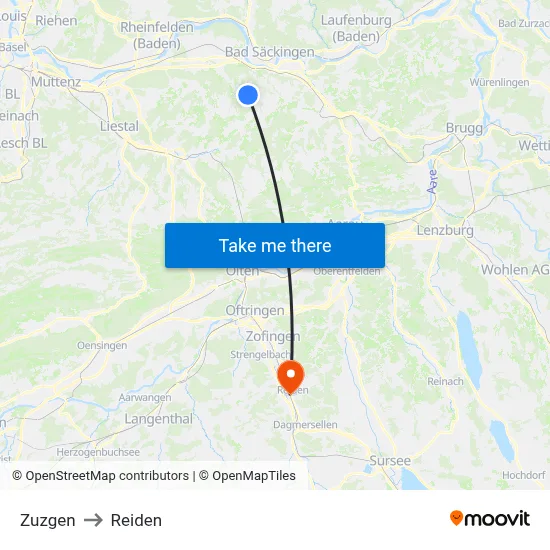 Zuzgen to Reiden map