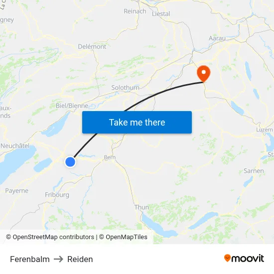 Ferenbalm to Reiden map