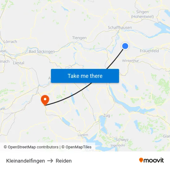 Kleinandelfingen to Reiden map