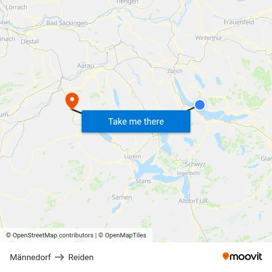 Männedorf to Reiden map