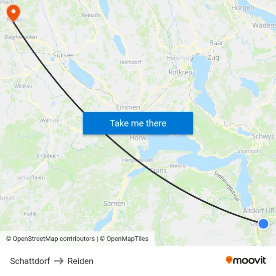 Schattdorf to Reiden map