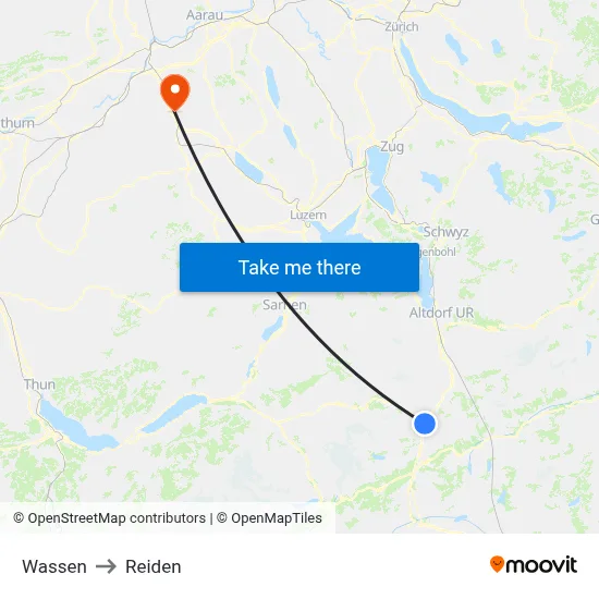Wassen to Reiden map
