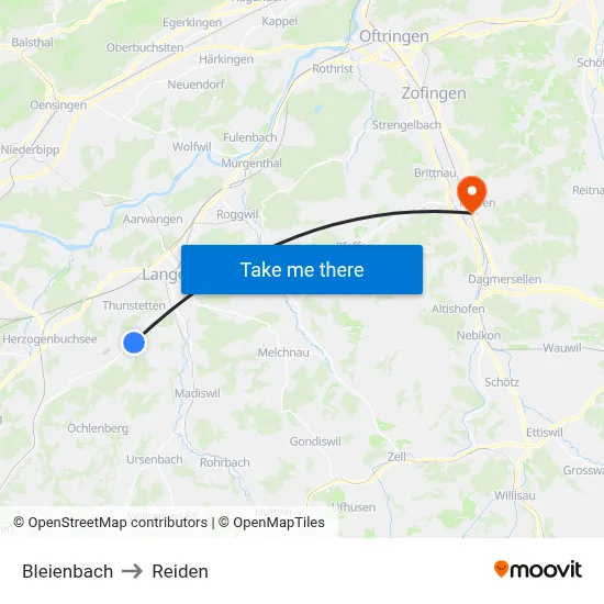 Bleienbach to Reiden map
