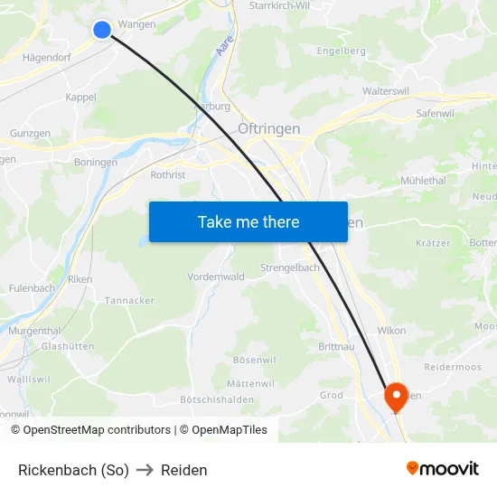 Rickenbach (So) to Reiden map