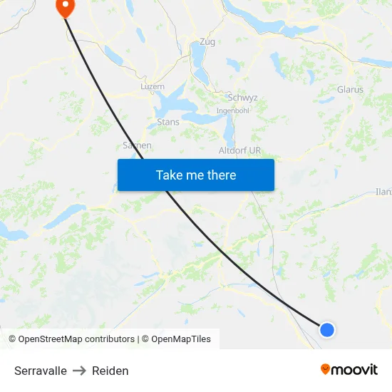 Serravalle to Reiden map