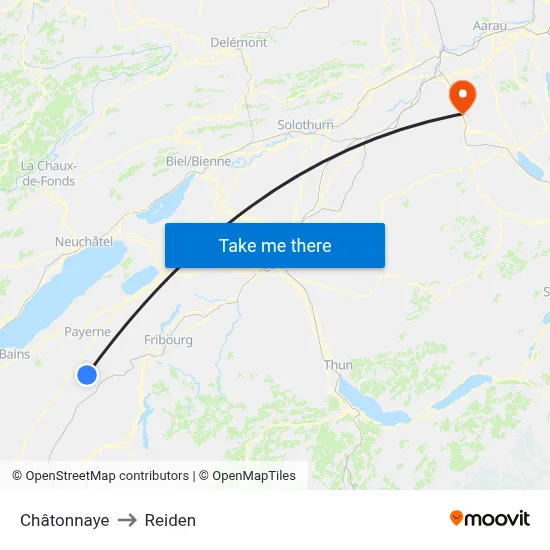 Châtonnaye to Reiden map