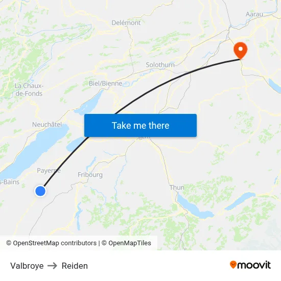Valbroye to Reiden map