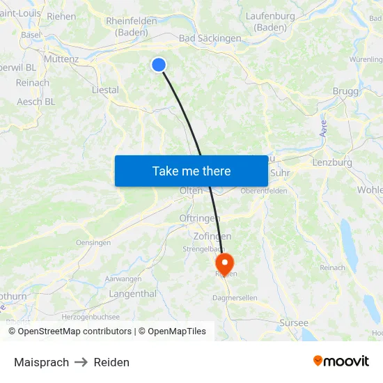 Maisprach to Reiden map