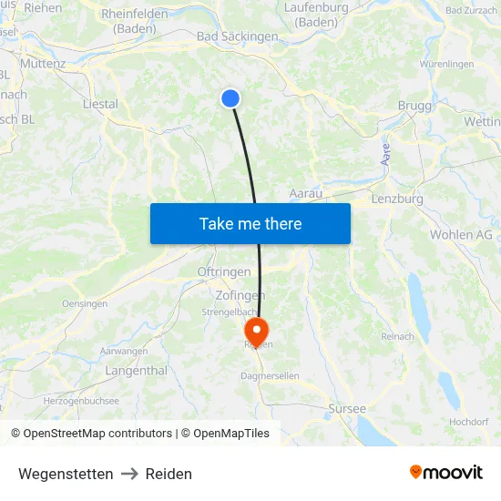 Wegenstetten to Reiden map