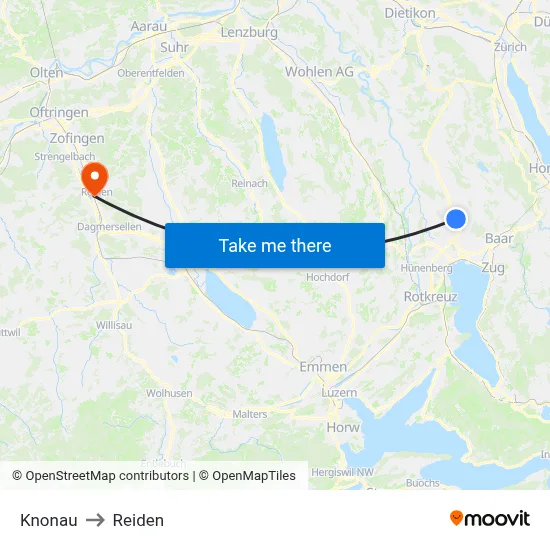 Knonau to Reiden map