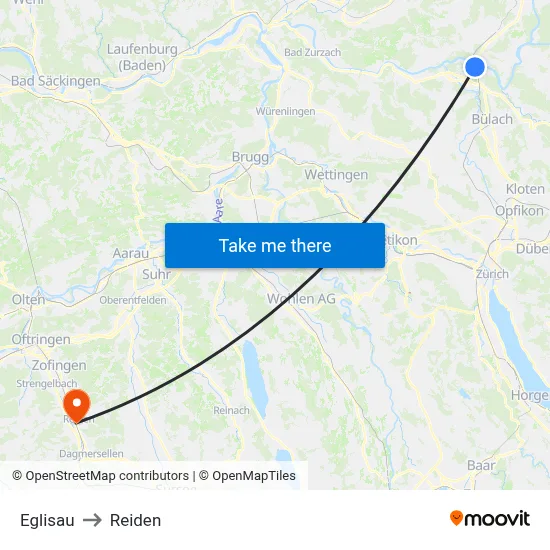 Eglisau to Reiden map