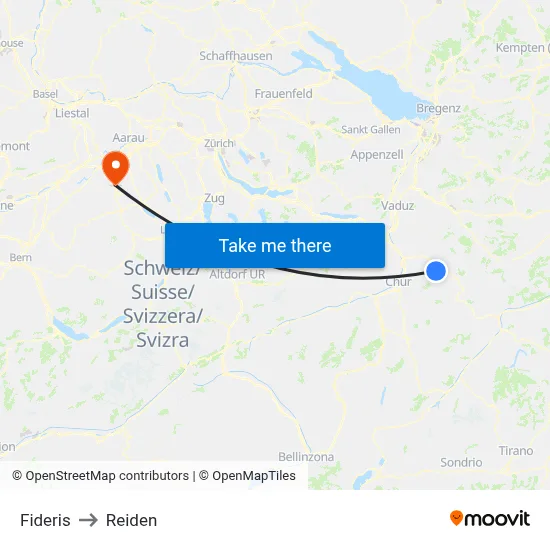 Fideris to Reiden map