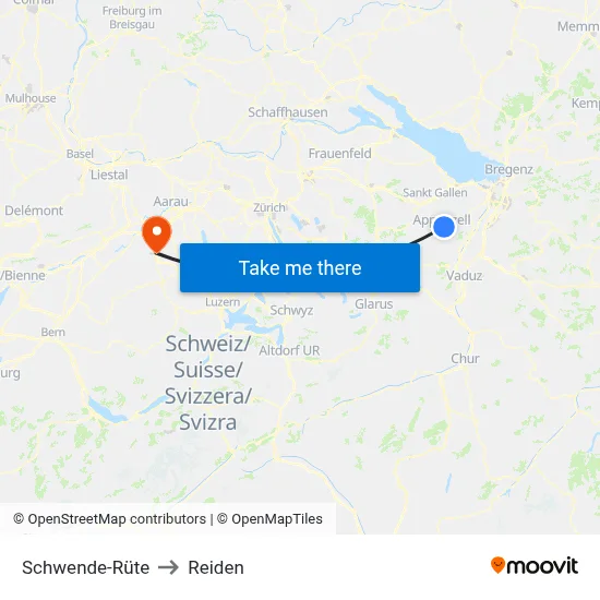 Schwende-Rüte to Reiden map