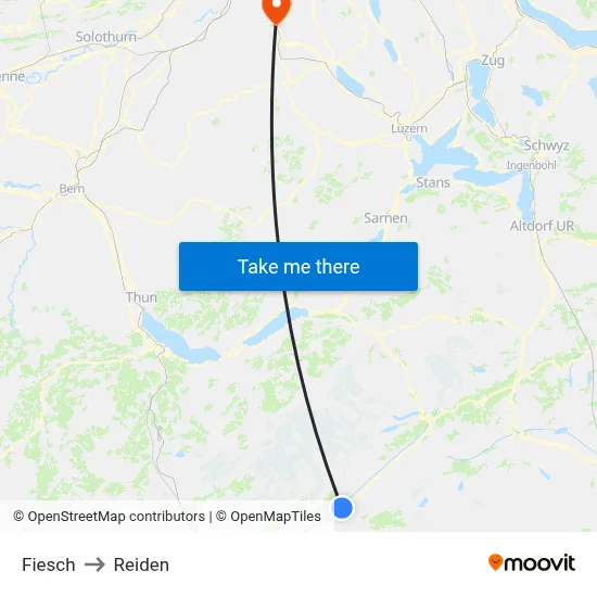 Fiesch to Reiden map