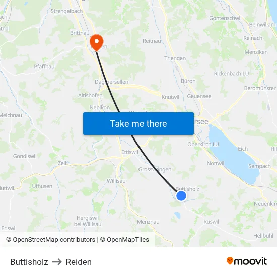 Buttisholz to Reiden map