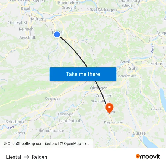Liestal to Reiden map