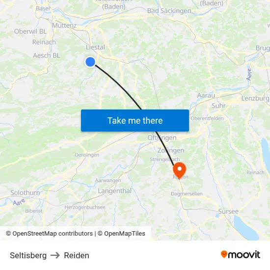 Seltisberg to Reiden map